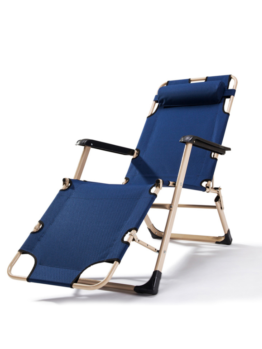 фото Раскладушка кресло-кровать с подушкой urm, 178х52х38 см, синяя