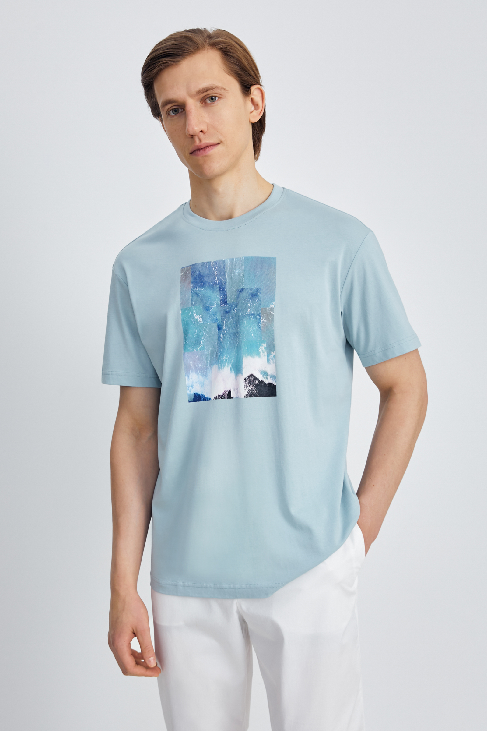 

Футболка мужская Finn Flare FSE21091-2P голубая S, Голубой, FSE21091-2P