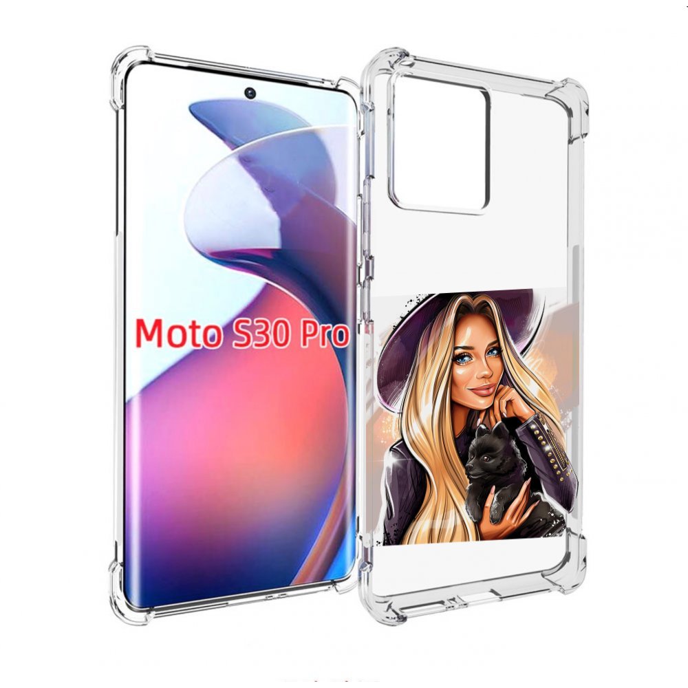 

Чехол MyPads девушка-с-черным-щенком женский для Motorola Moto S30 Pro, Прозрачный, Tocco