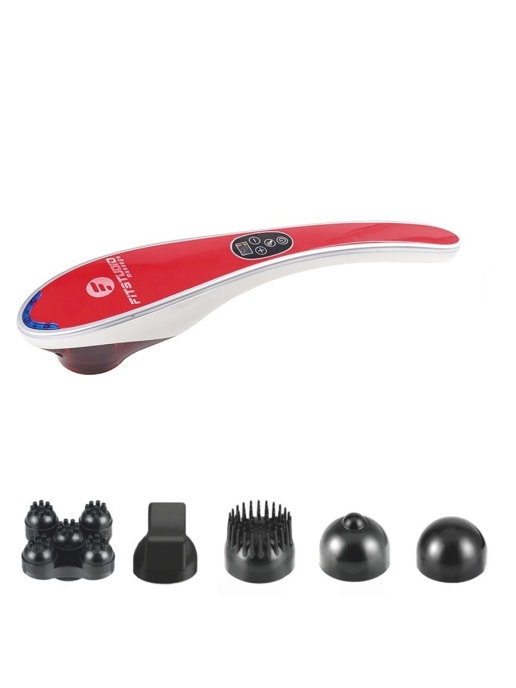 фото Беспроводной ручной массажер для тела body massager c ик-прогревом fitstudio (красный) family shop