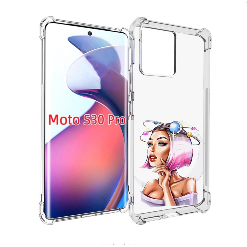 

Чехол MyPads девушка-с-планетами-на-голове женский для Motorola Moto S30 Pro, Прозрачный, Tocco