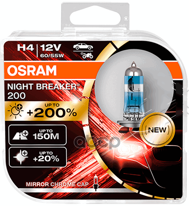 

Лампа Галоген 12V H4 60/55W P43t Osram Night Breaker +200% 4050К 2Шт 64193Nb200-Hcb Osram