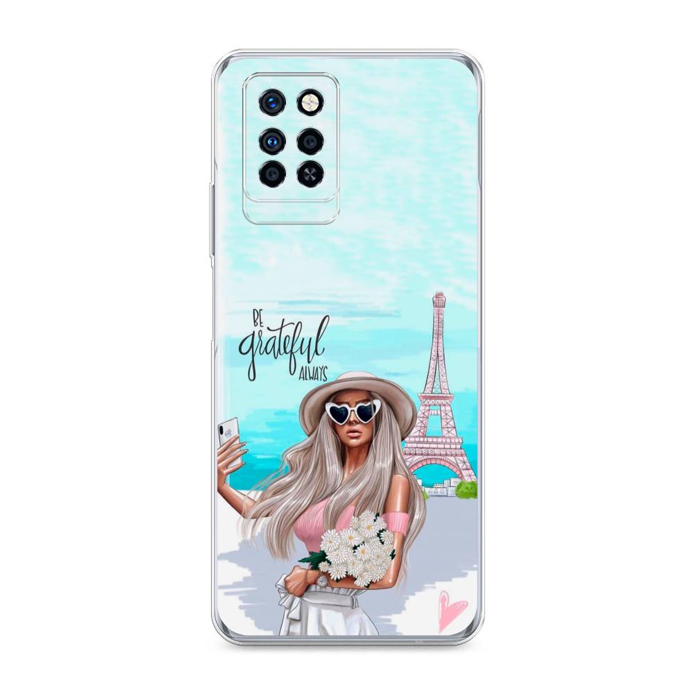 

Чехол на Infinix Note 10 Pro "Селфи Париж", Голубой;бежевый, 3100150-6