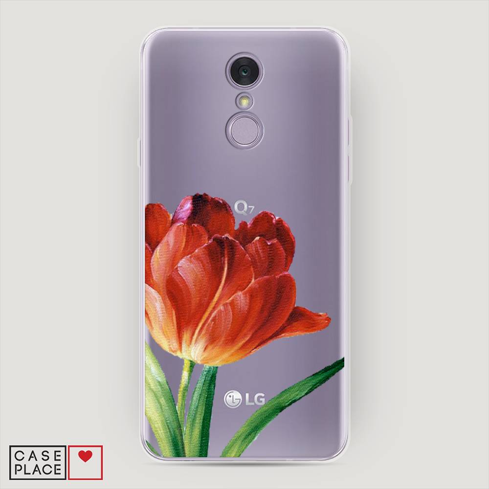 

Чехол Awog на LG Q7 (Plus, Alpha) "Красный тюльпан", Оранжевый;зеленый, 83550-8