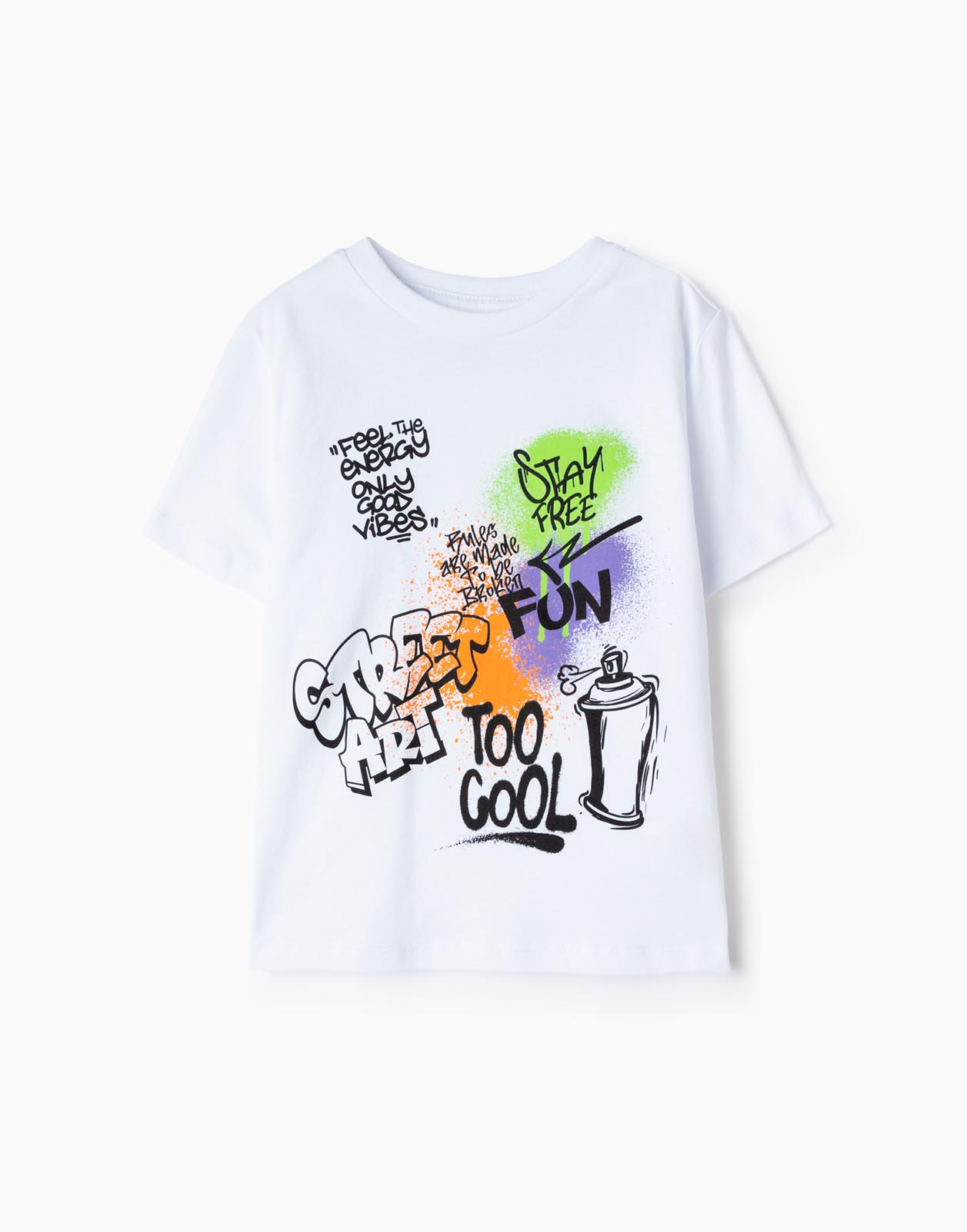 Белая футболка с граффити-принтом для мальчика 7-8л/128
