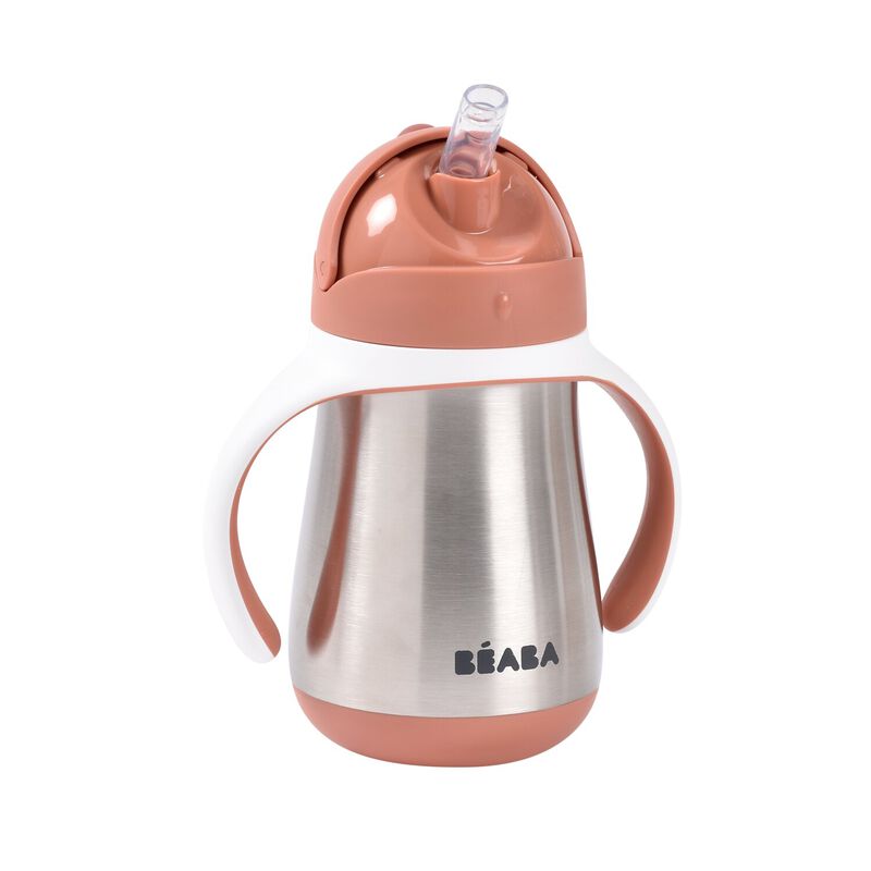 Поильник с трубочкой Beaba TASSE PAILLE INOX Terracot 240мл 8м+