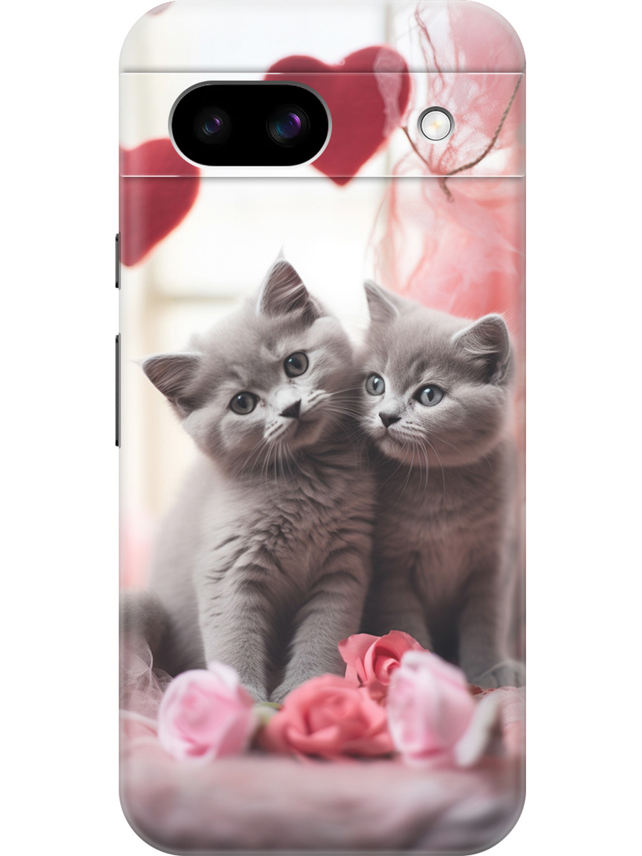 

Силиконовый чехол на Google Pixel 8a с принтом "Котики и сердечки", Прозрачный;красный;серый, 784809191