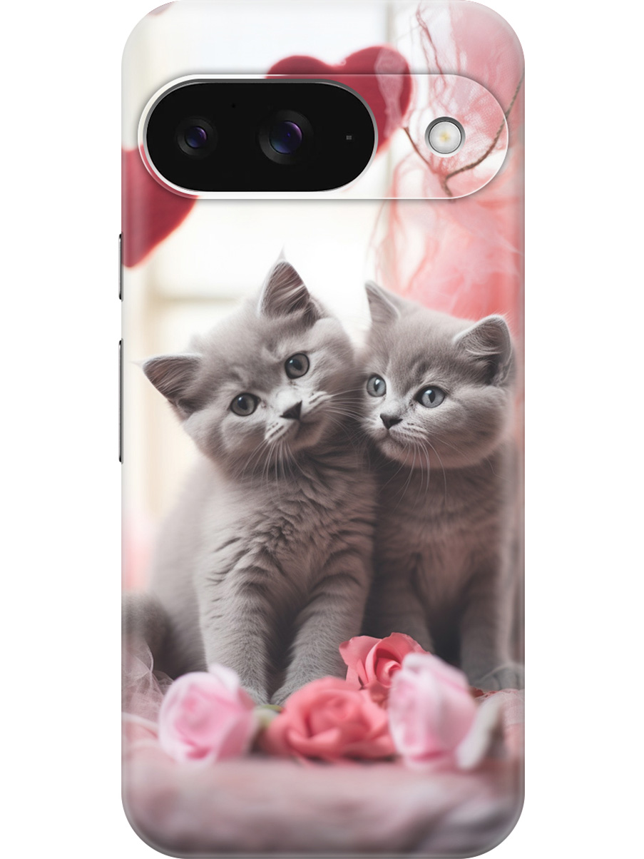 

Силиконовый чехол на Google Pixel 9 с принтом "Котики и сердечки", Прозрачный;красный;серый, 784809791