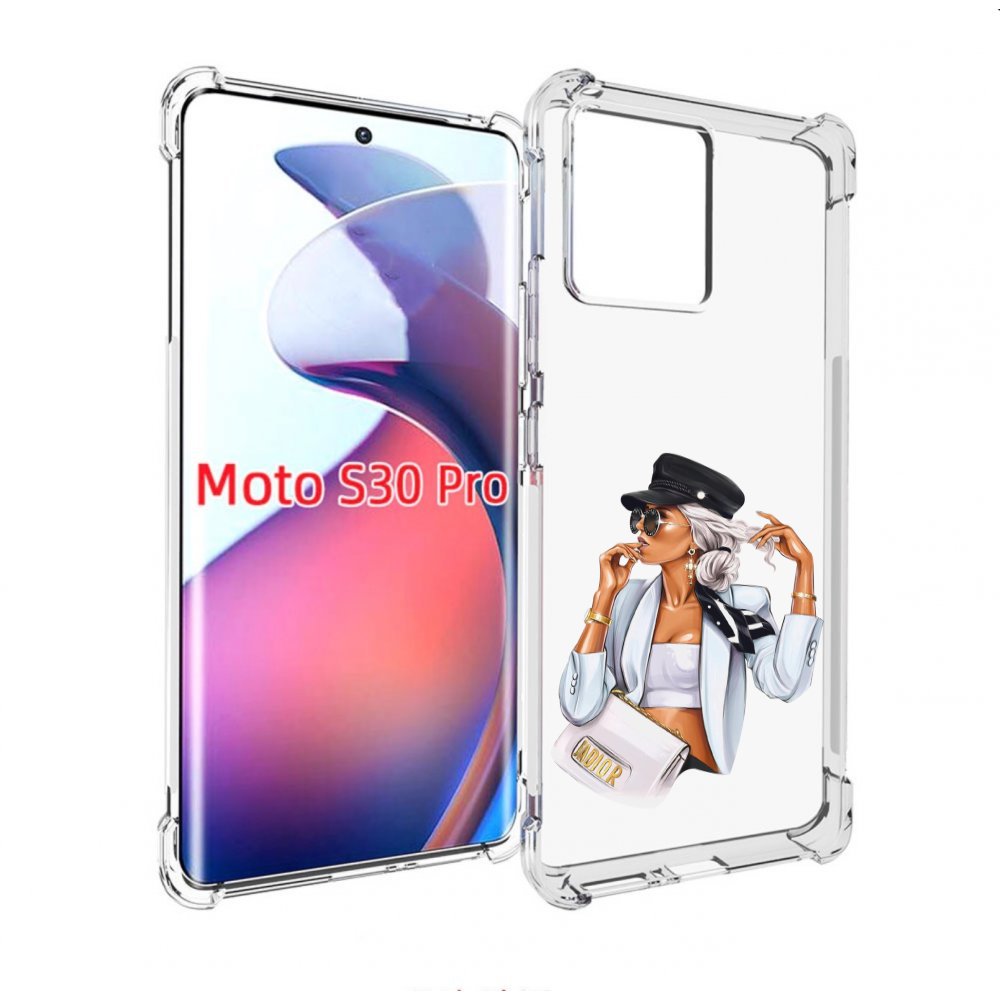 

Чехол MyPads девушка-в-белом-с-модной-сумочкой женский для Motorola Moto S30 Pro, Прозрачный, Tocco