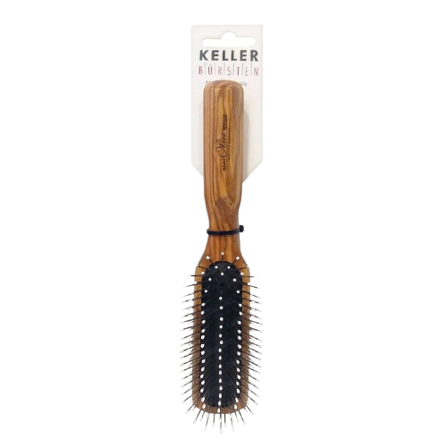 Овальная щетка Keller Olive Wood с металлическими зубчиками рукавица щетка для шерсти на правую руку с удлиненными зубчиками синяя