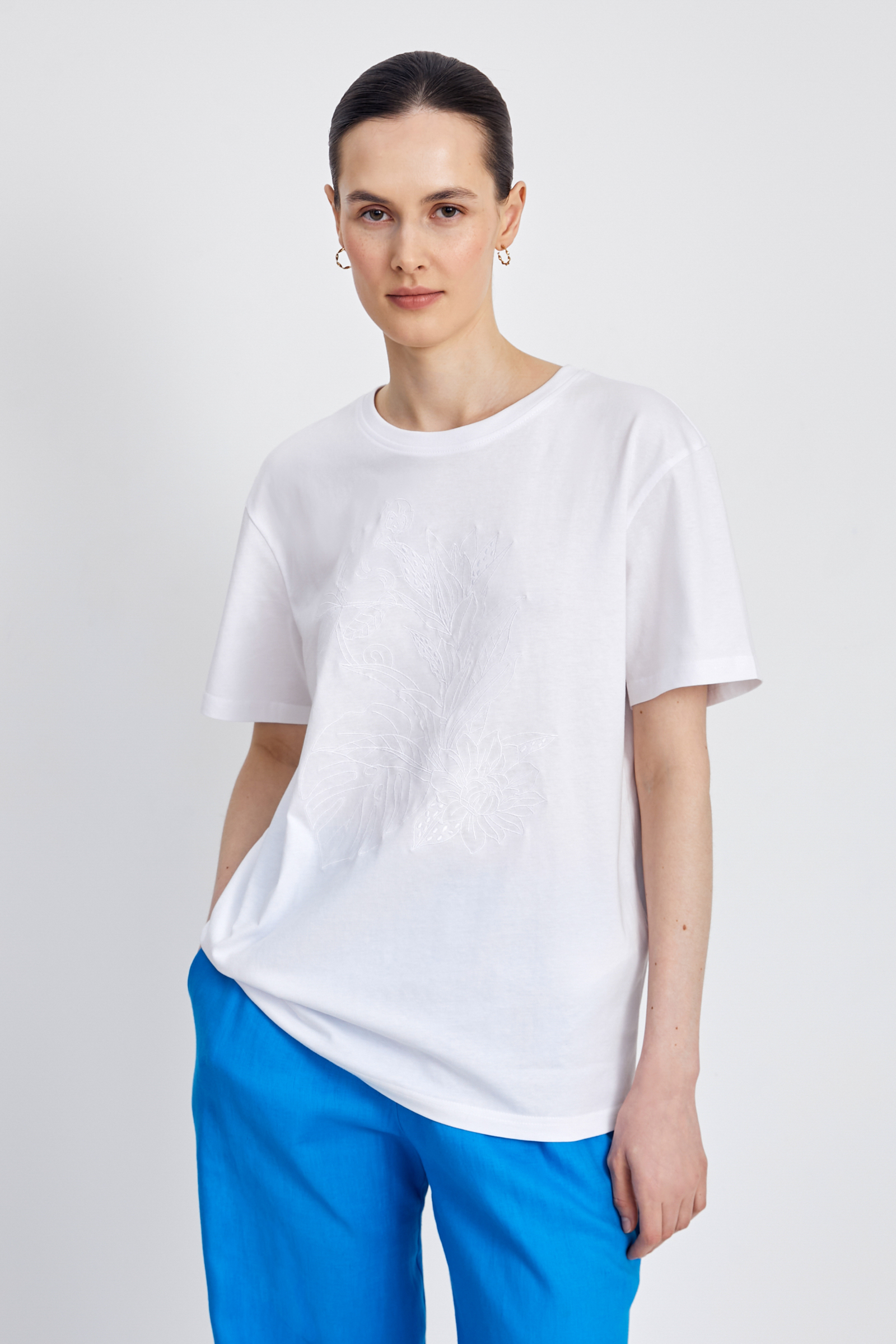 

Футболка женская Finn Flare FSE110103 белая XL, Белый, FSE110103