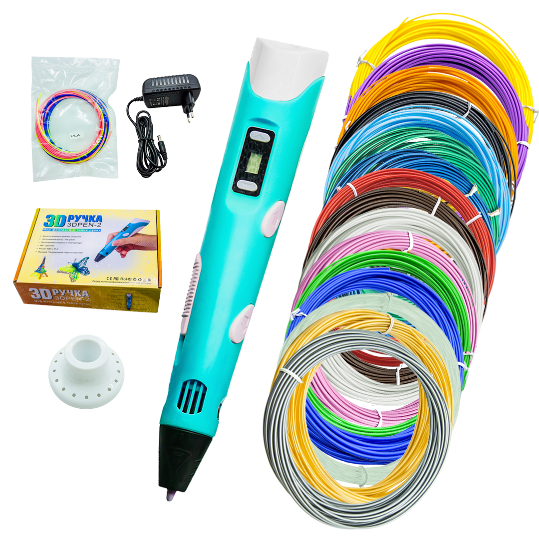 

3D ручка 3Dpen2 голубая с набором дополнительного пластика ГАРРИ ПОТТЕР и трафаретами, 3Dpen2