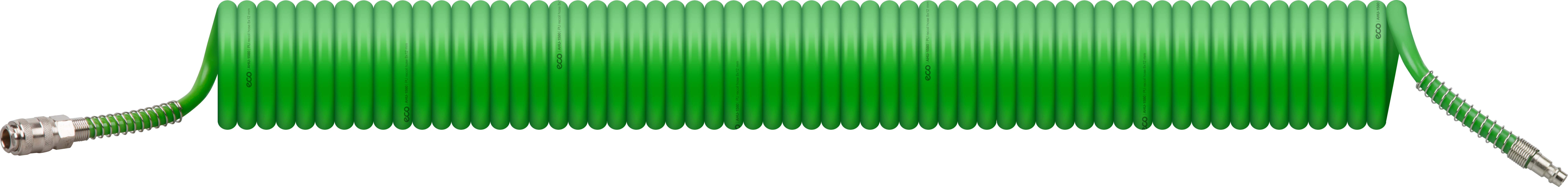 Шланг полиуретановый спиральный ECO 8/12 мм 15 м с быстросъемами (AHU-1580) шланг спиральный с быстросъемным соединением 8 12мм 15м eco ahu 1580