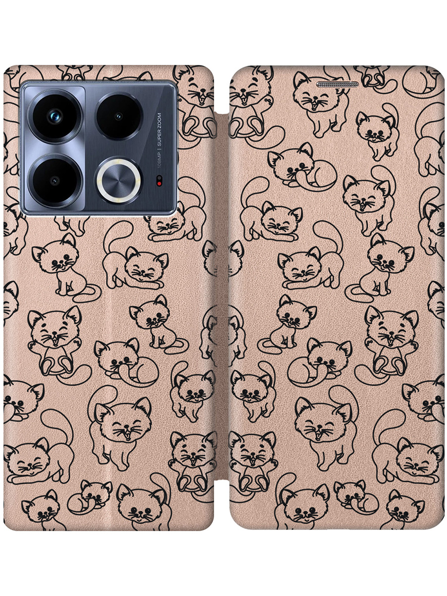 

Чехол-книжка на Infinix Note 40 с принтом "Милые котята" золотой, Золотистый;прозрачный;черный, 782626471