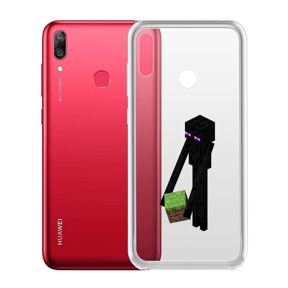 Чехол-накладка Krutoff Clear Case Эндермен для Huawei Y7 (2019)