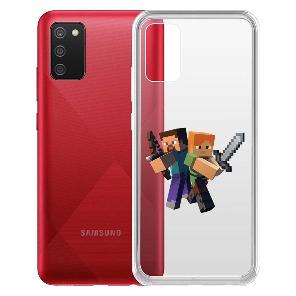 

Чехол-накладка Krutoff Clear Case Стив и Алекс для Samsung Galaxy A02s (A025), Разноцветный