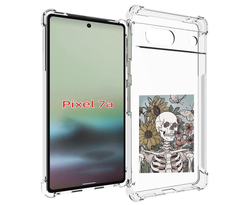 

Чехол MyPads скелетик с подсолнухами для Google Pixel 7A, Tocco