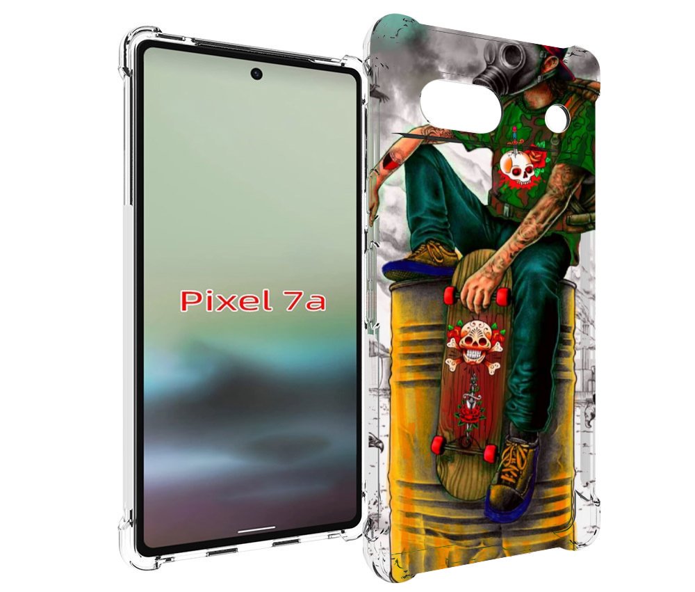 

Чехол MyPads скейтер в противогазе для Google Pixel 7A, Tocco