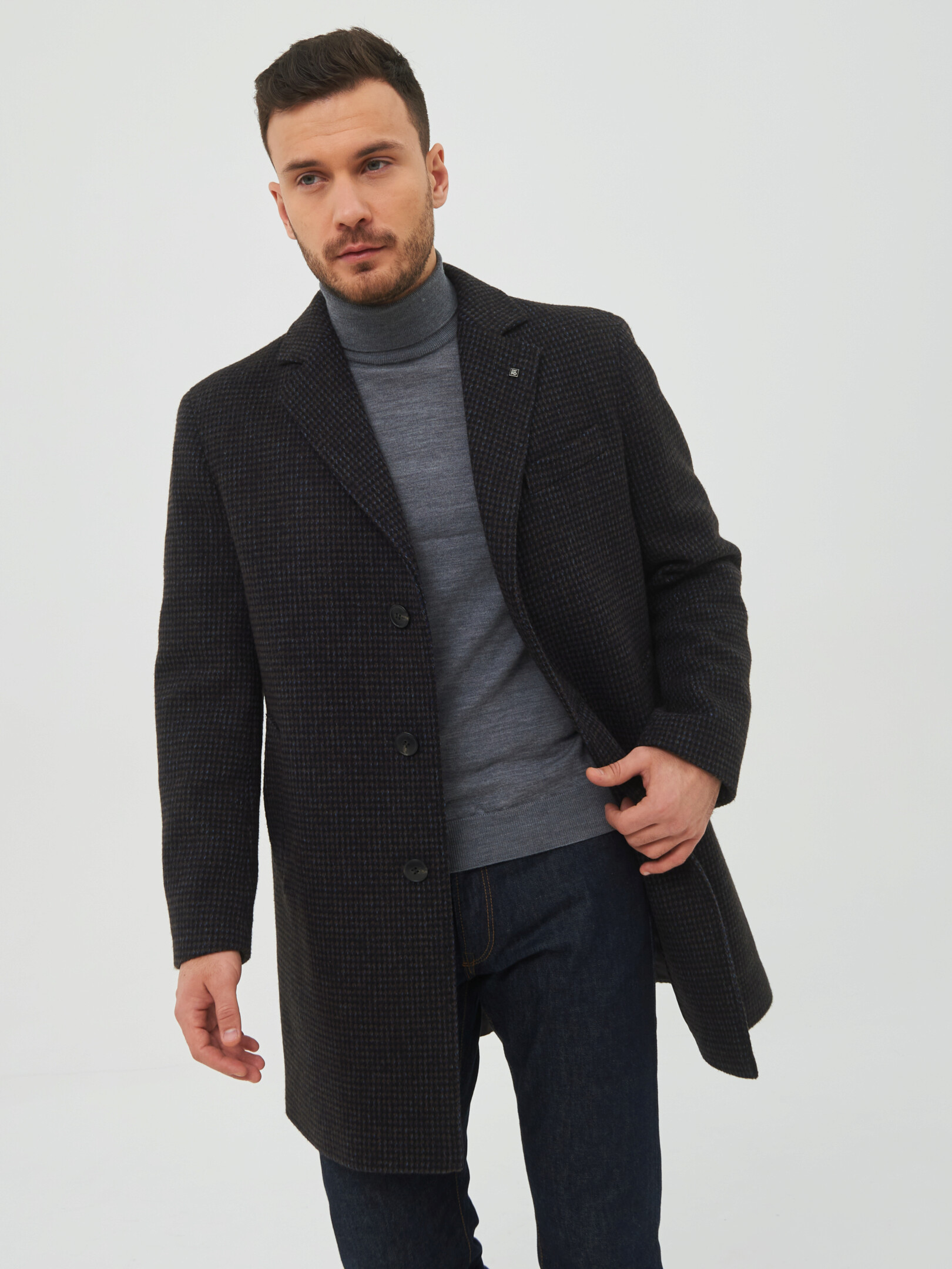 Пальто мужское КАЛЯЕВ 60242 коричневое 52 RU