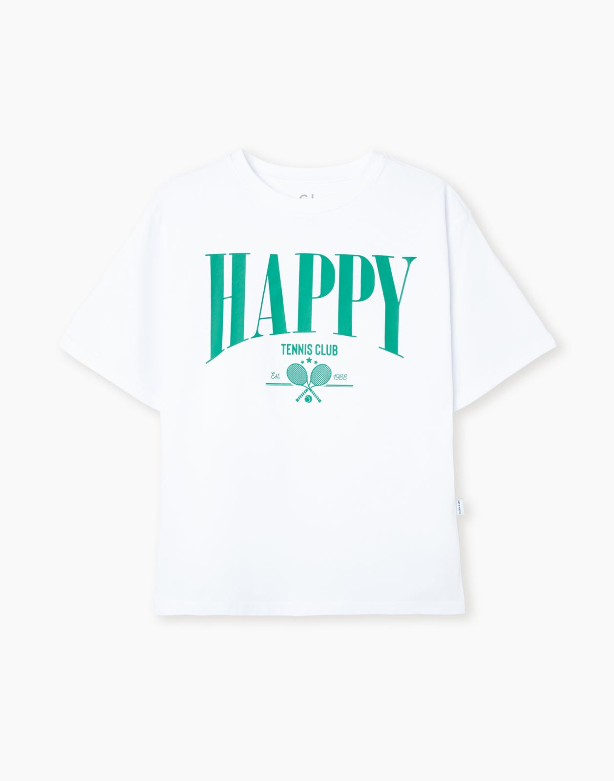 

Белая футболка Superoversize с надписью Happy 12-14л/158-164, Белый, GKT019758