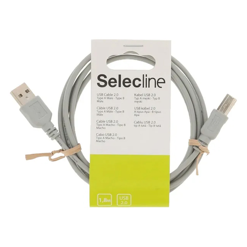 Кабель Selecline USB Type A - USB Type B вилка-вилка 1.8м () серый