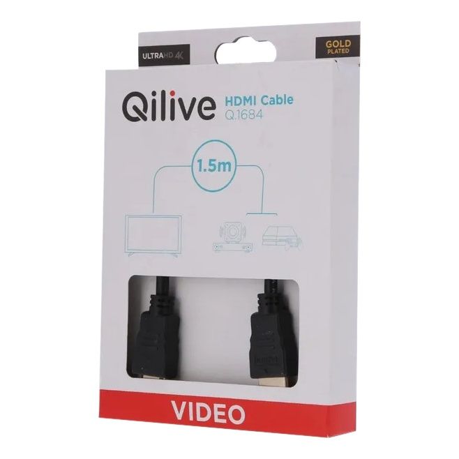 Кабель Qilive HDMI - HDMI, 1.5м черный (3245678906422)