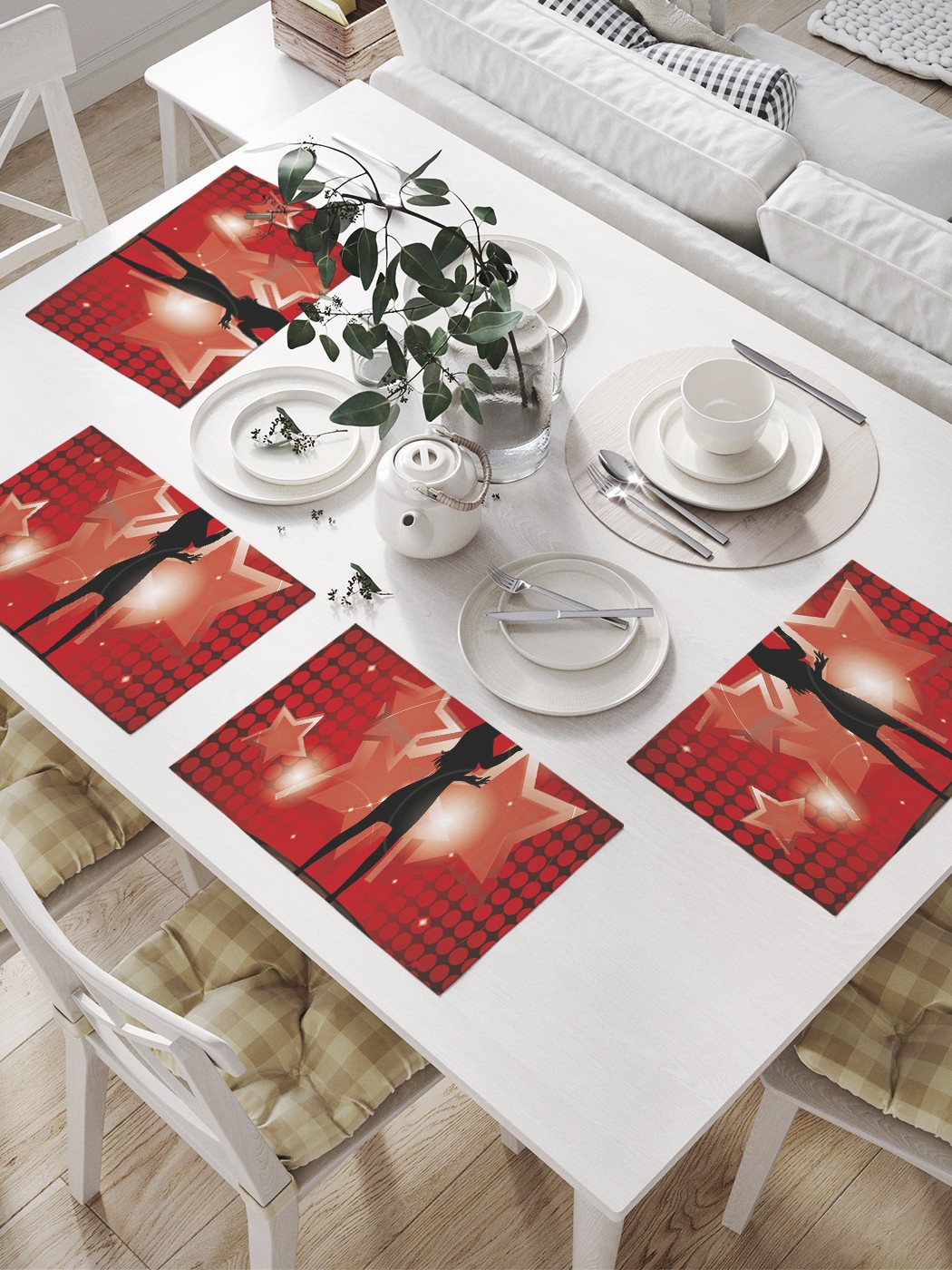 

Комплект салфеток JoyArty "На сцене" для сервировки стола (32х46 см, 4 шт.), Красный, На сцене