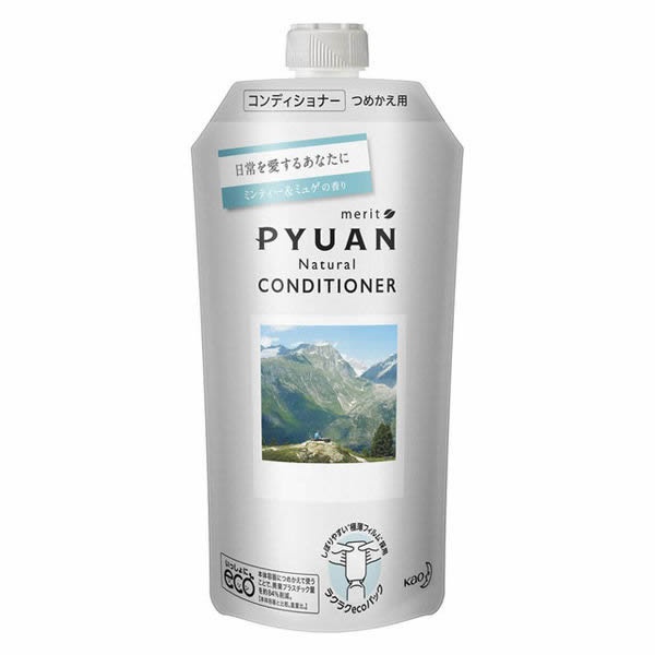 

Кao merit pyuan natural кондиционер с ароматом мяты и ландыша мягкая упаковка 340 мл