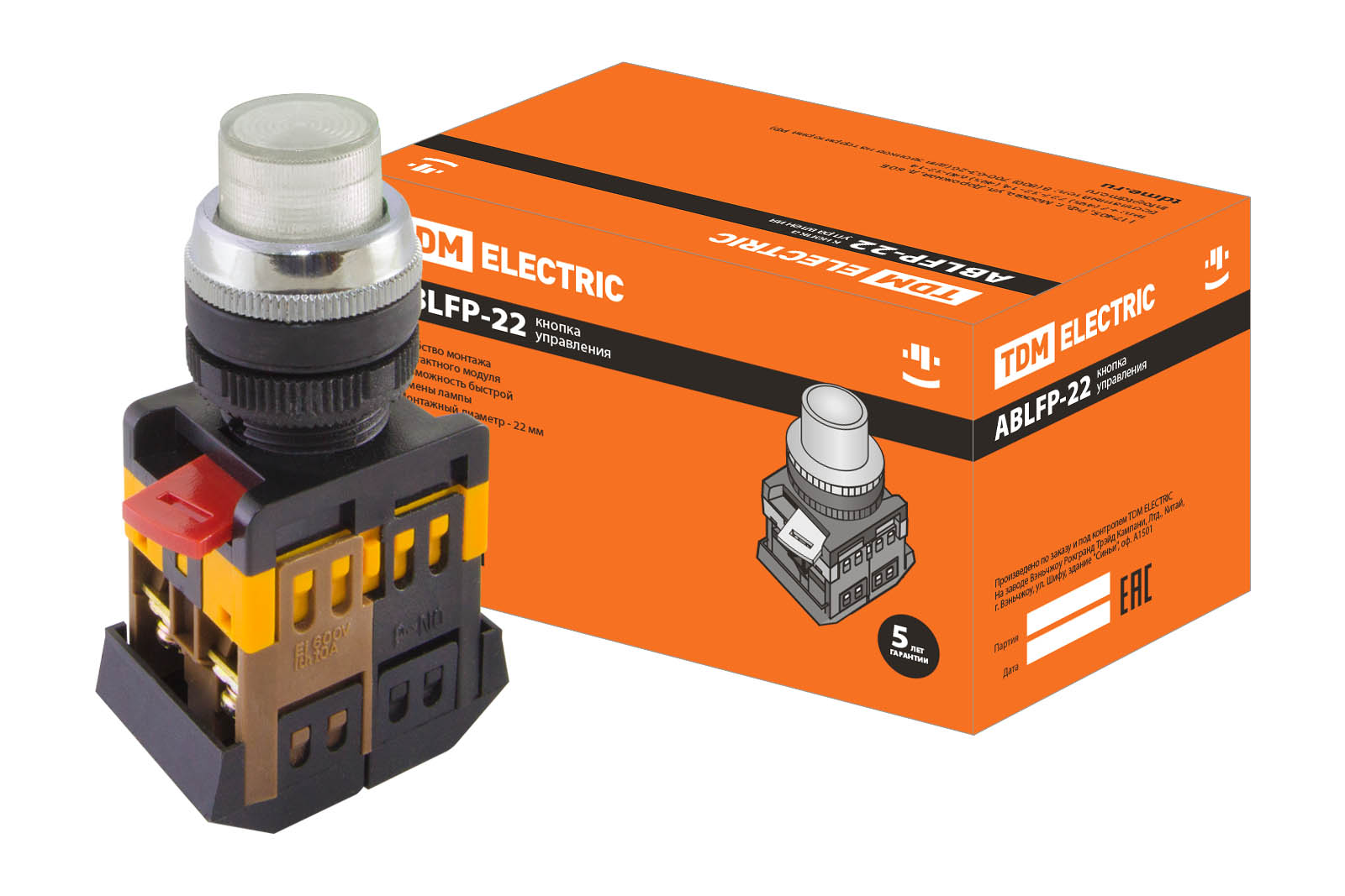 

Кнопка TDM ELECTRIC d22мм неон/230В 1з+1р SQ0704-0032, Прозрачный