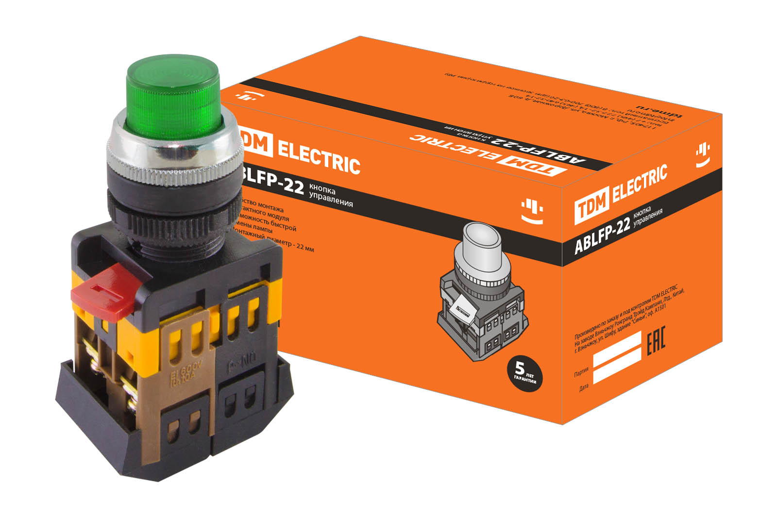 

Кнопка TDM ELECTRIC d22мм неон/230В 1з+1р SQ0704-0006, Зеленый