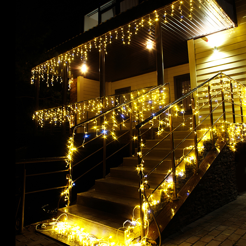 Гирлянда новогодняя светодиодная бахрома уличная на дом H0142 Baziator теплый белый 25м