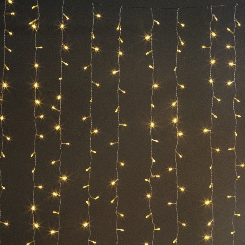фото Новогодняя интерьерная светодиодная гирлянда штора-занавес с пультом, 3х2м, теплый белый nobrand