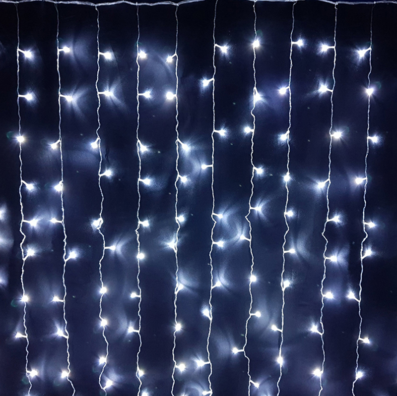 фото Новогодняя интерьерная светодиодная гирлянда штора-занавес с пультом, 3х2м, белый nobrand