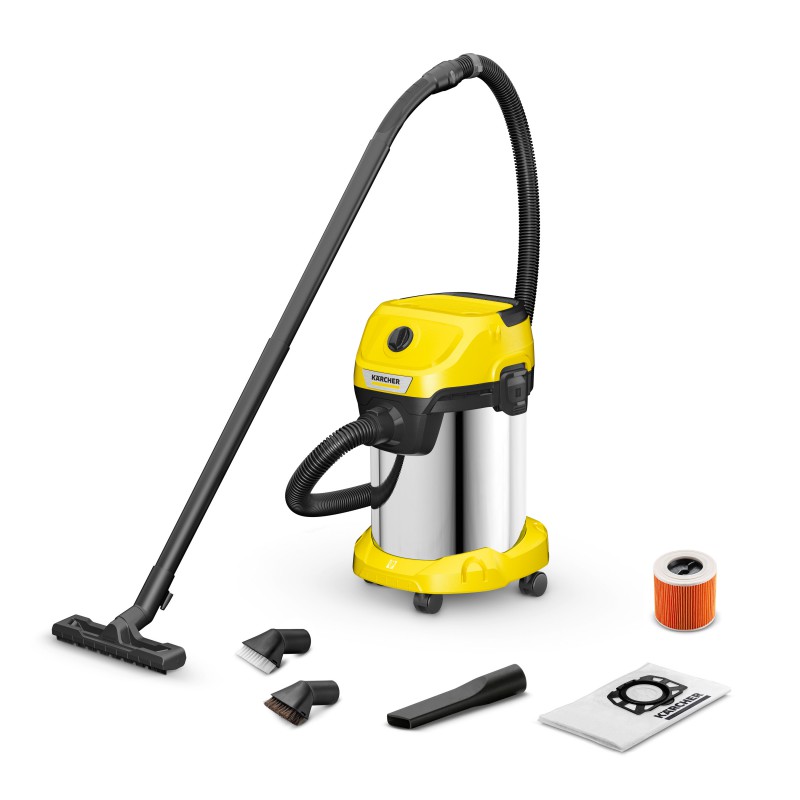 Пылесос  Karcher WD 3 S V-19/4/20 Brush Kit | 1.628-154.0 желтый, серебристый шланговый ниппель аппарата для влажной уборки пола karcher fc 5 5 055 506 0