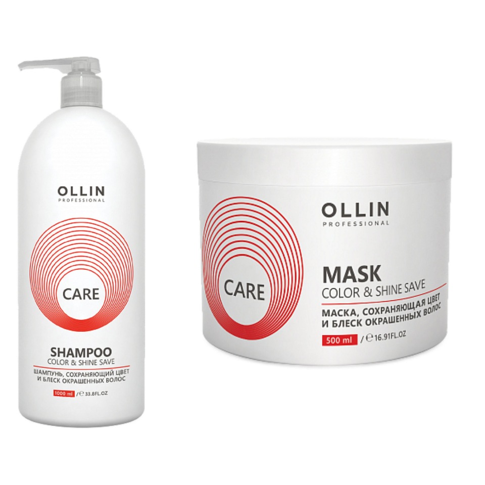 Купить Маска Ollin Professional сохраняющая и блеск окрашенных волос 500мл и Шампунь 1000мл, маска для волос