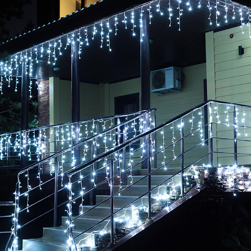 Гирлянда новогодняя светодиодная бахрома уличная на дом H0142 Baziator холодный белый 20м