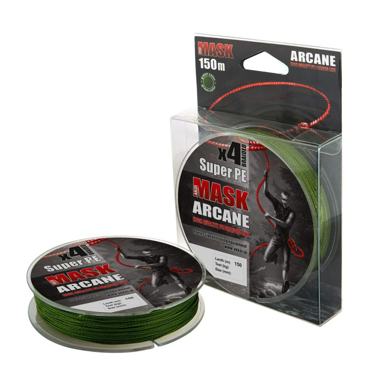 

Леска плетеная Akkoi Mask Arcane X4 0,08 мм, 150 м, 2,73 кг, green, Зеленый, Mask Arcane X4