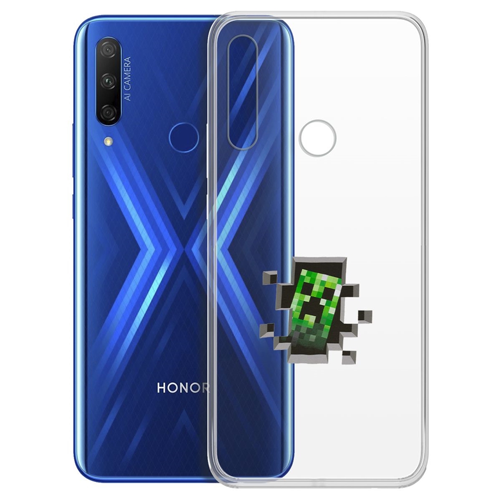 

Чехол-накладка Krutoff Clear Case Крипер для Huawei P Smart Z/Honor 9x, Разноцветный