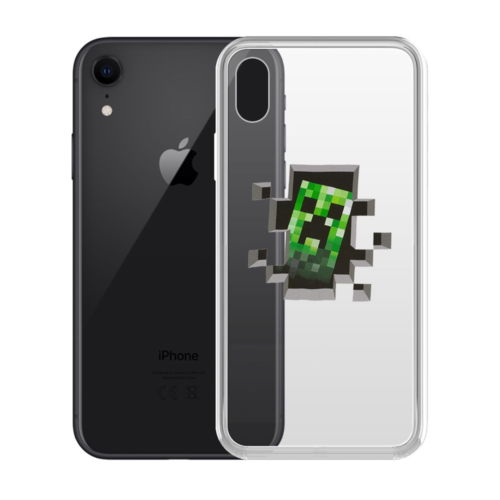 

Чехол-накладка Krutoff Clear Case Крипер для iPhone XR, Разноцветный