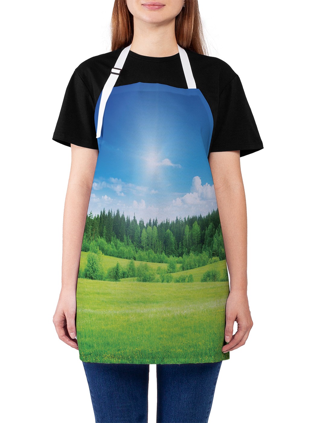 

Фартук женский JoyArty для готовки "Тайная поляна", универсальный размер, Белый