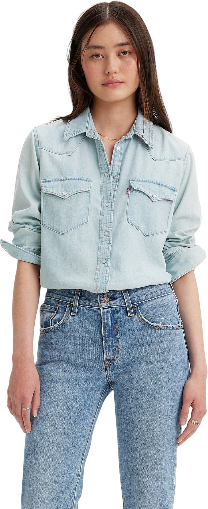 Рубашка женская Levi's Women Ultimate Western Denim Shirt голубая XS