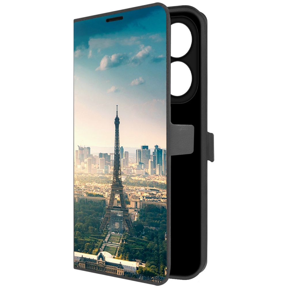 Чехол-книжка Krutoff Eco Book для INFINIX Smart 8 Plus Франция, Эйфелева Башня (черный)
