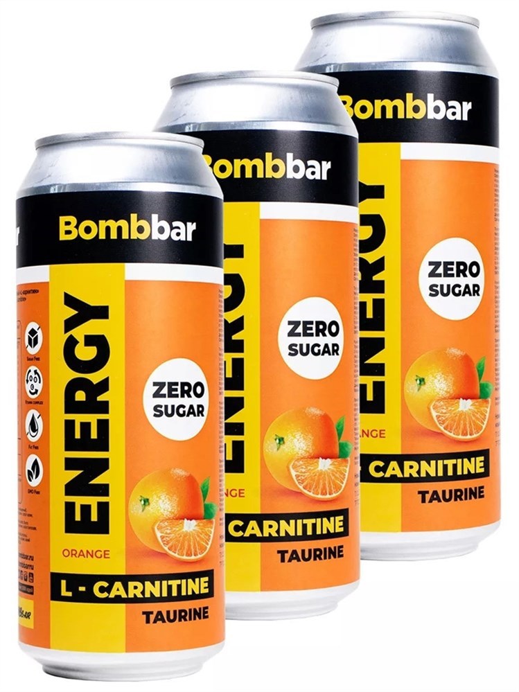 Энергетический напиток Bombbar Апельсин, 3 x 500мл