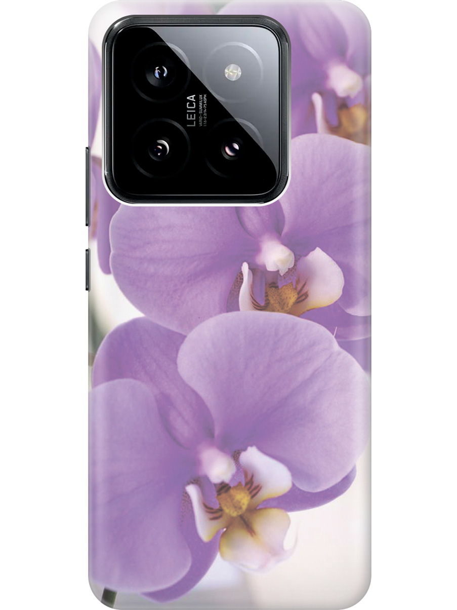 

Силиконовый чехол на Xiaomi 14 Pro с рисунком "Сиреневые орхидеи", Фиолетовый;серый, 20012089