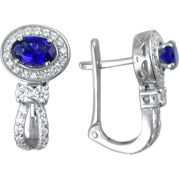 

Серьги женские из серебра Эстет 01С255337-1, шпинель/фианит, 01С255337-1