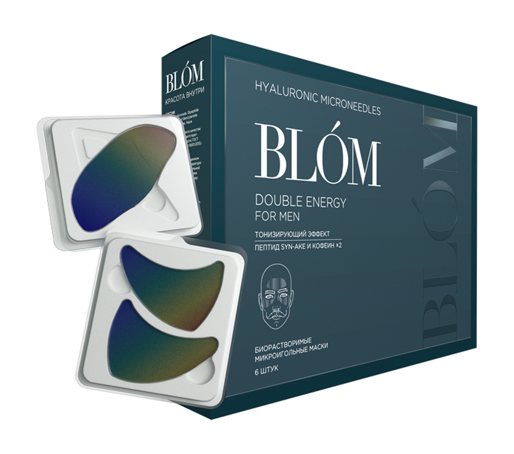 Купить Микроигольные маски Blom Hyaluronic Microneedles Double Energy for Men 6 Pack, bloom