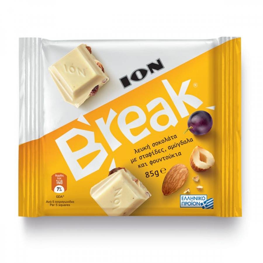 Шоколад Ion Break белый с изюмом и орехами 85 г