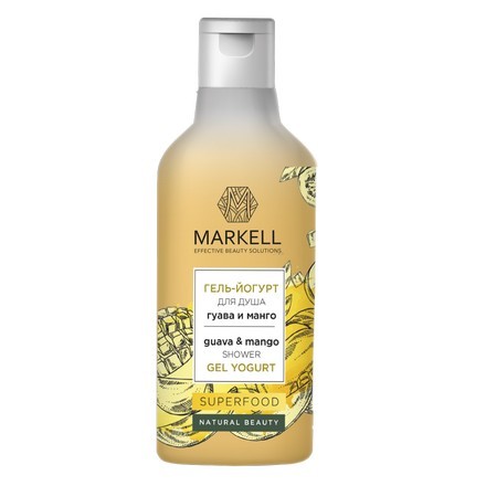

Гель-йогурт Markell для душа Superfood гуава и манго 380 мл