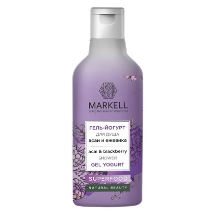 

Гель-йогурт Markell для душа Superfood асаи и ежевика 380 мл