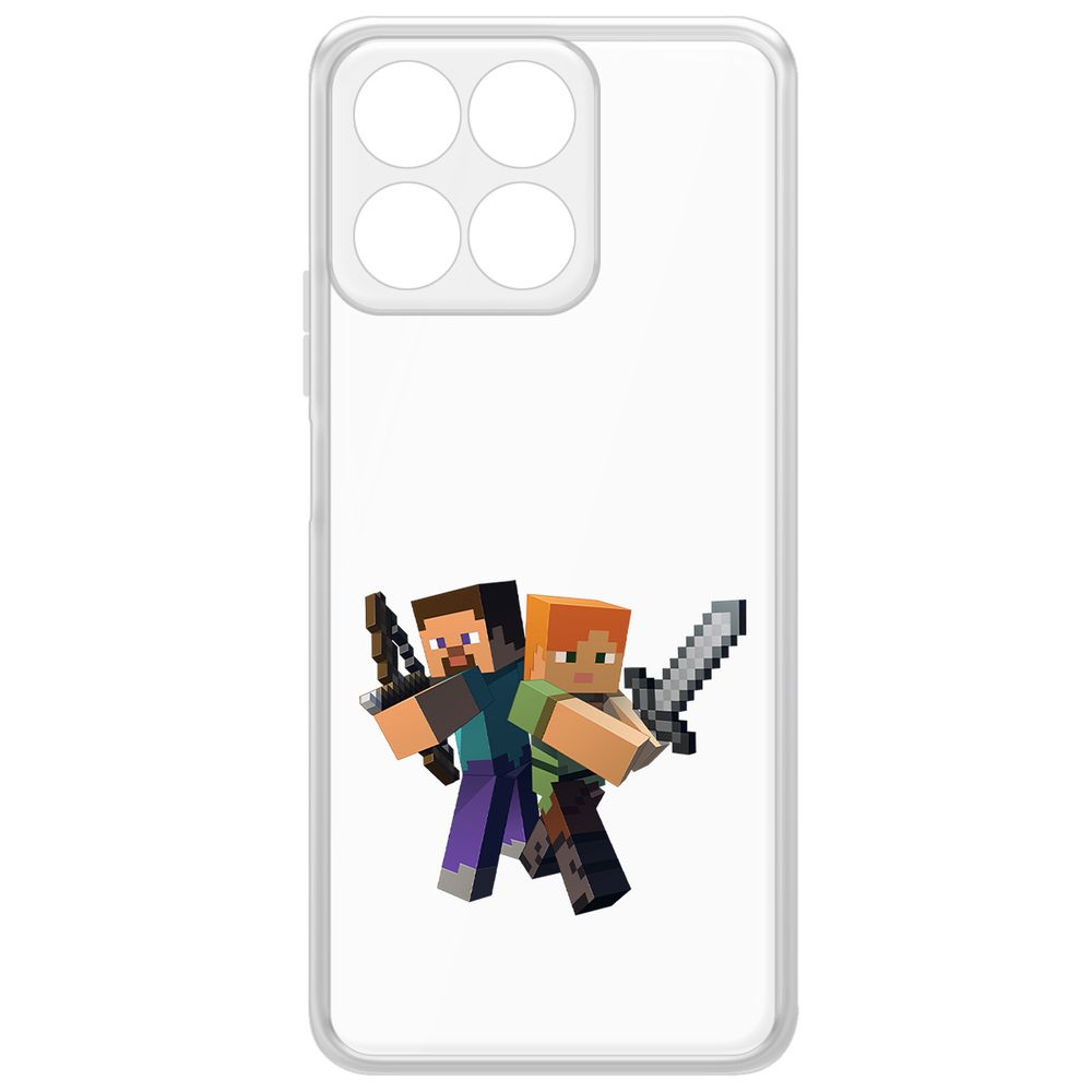 

Чехол-накладка Krutoff Clear Case Minecraft-Стив и Алекс для Honor X7c, Прозрачный